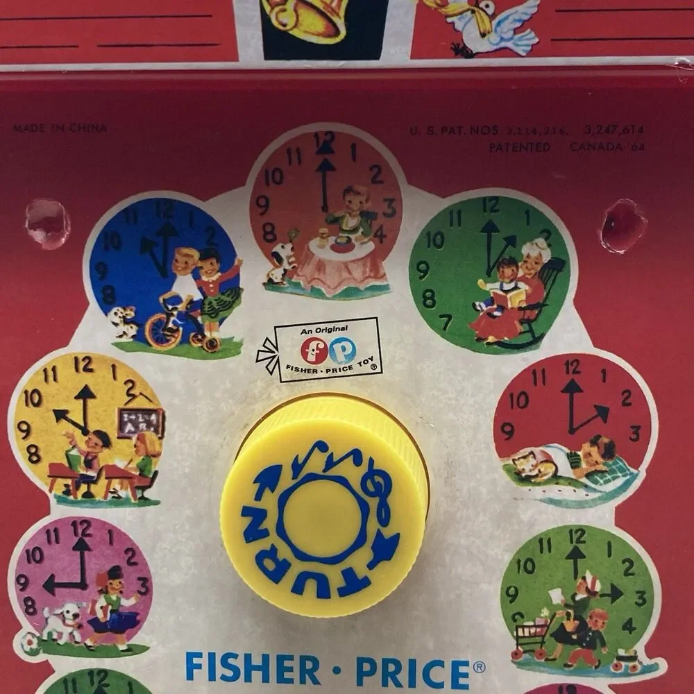 Fisher Price Teaching Clock Music Box Retro Mattel 2009 Reissue Of Classic 1968